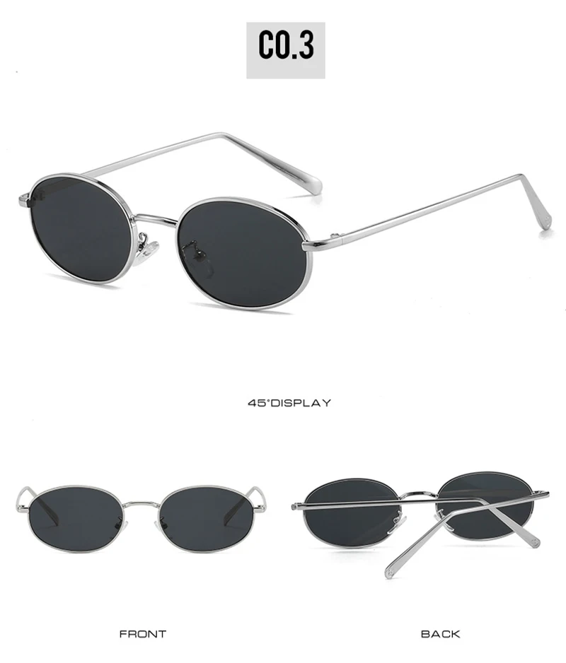 SHAUNA Retro Kleine Ovale Metallrahmen Frauen Sonnenbrille UV400 Männer Punk Sonnenbrille – Detail 9