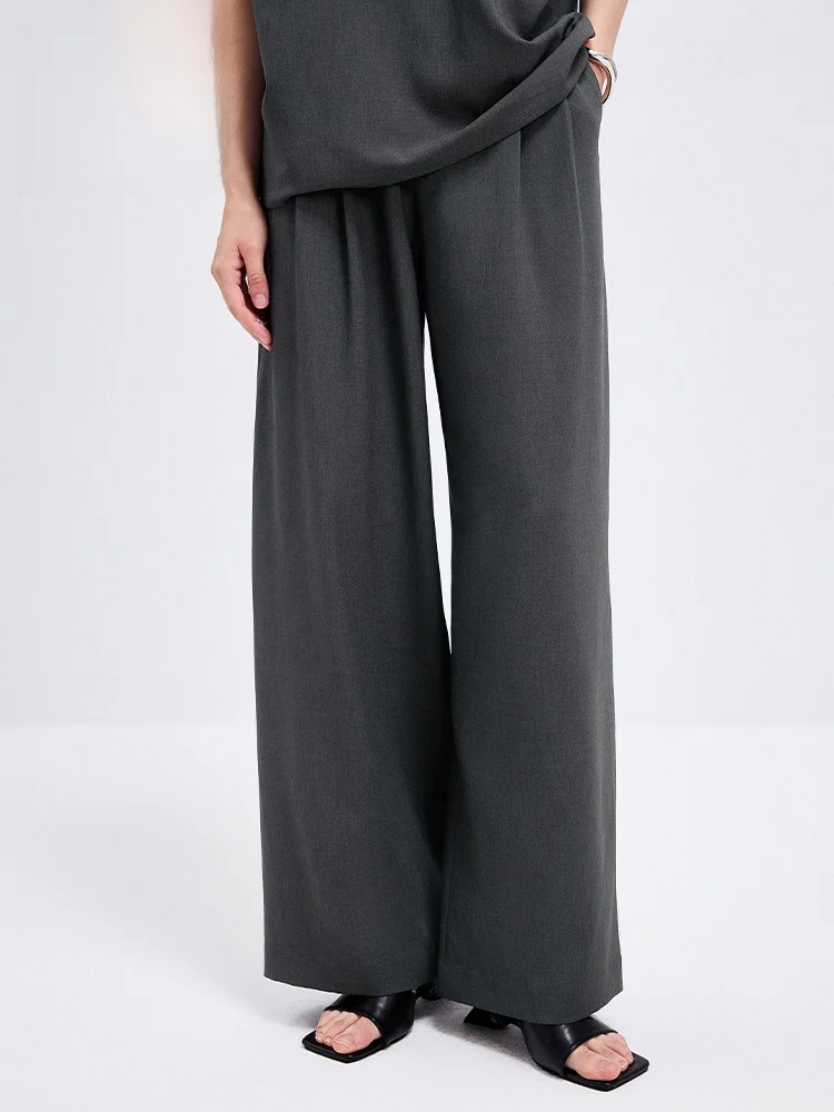 

Женские повседневные брюки Navigare: новая коллекция осень-зима, широкие штанины, на молнии, из смесового полиэстера со спандексом