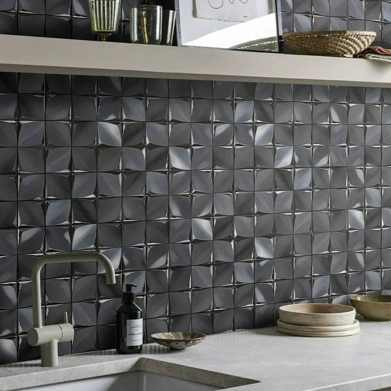 Metal Stainless Steel Mosaic Tile 3D Three-dimensional Mirror Background Wall Brick Cafe Bar Counter Bathroom Wall Sticker
