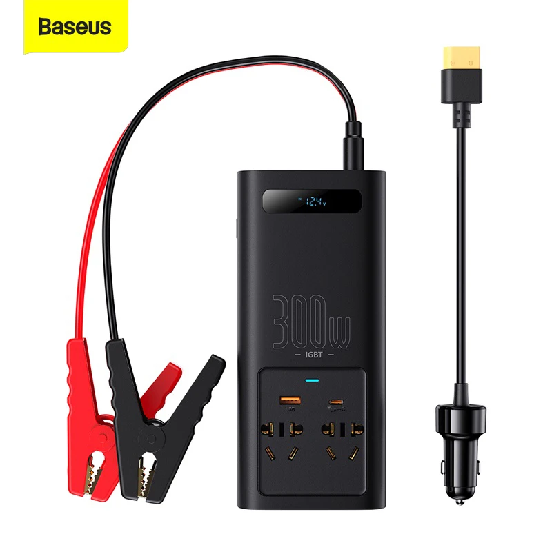 

Baseus IGBT 300W Power Car Inverter DC 12V to 220V 110V AC Converter USB Typc C Charger Car Socket Pure Sine Wave Car Inverters