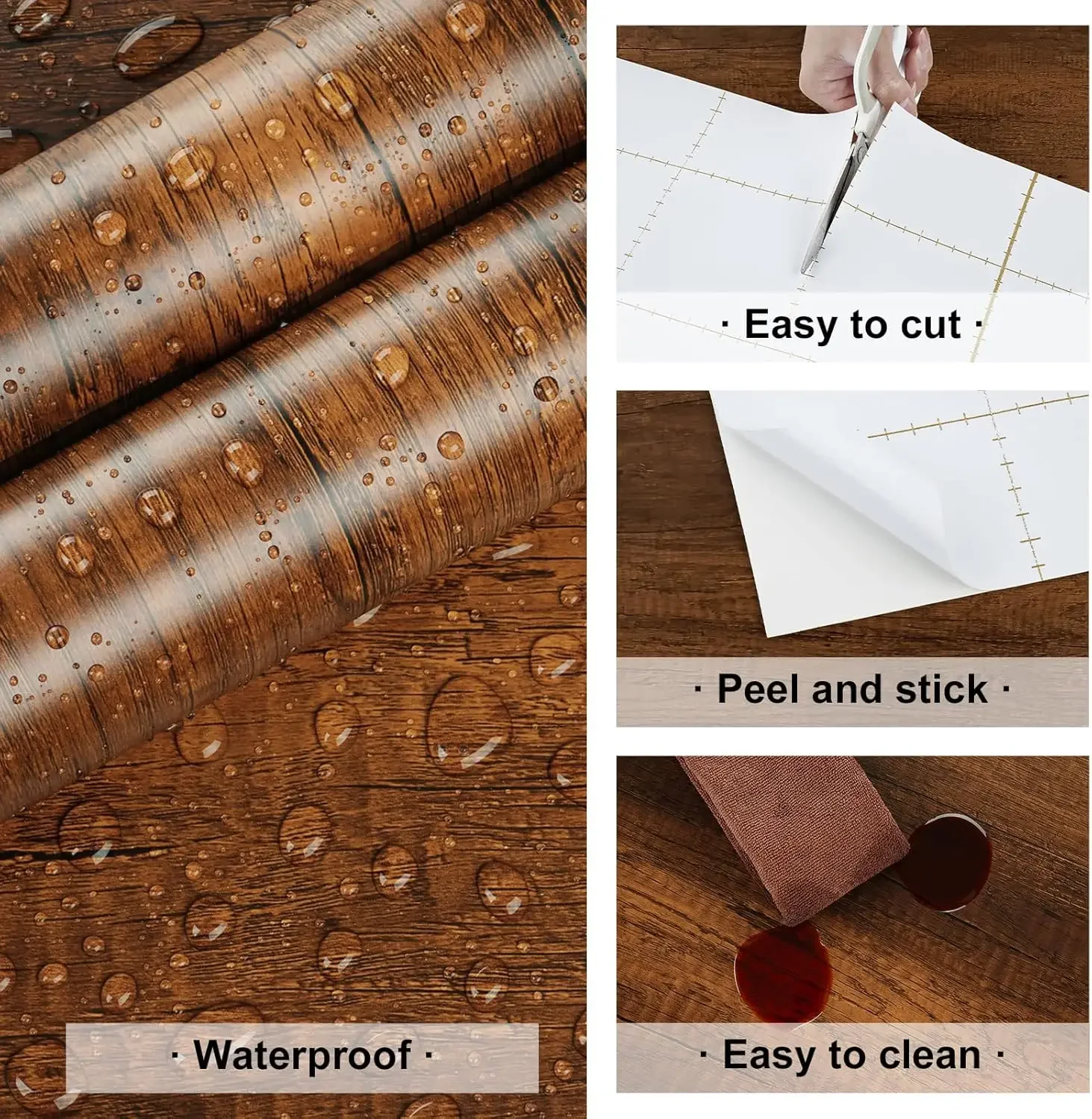 DIY 55cm Wood Self-adhesive Wallpaper Bathroom Kitchen Dining Room Cabinet Countertop Wall Sticker Waterproof And Mildew Proof