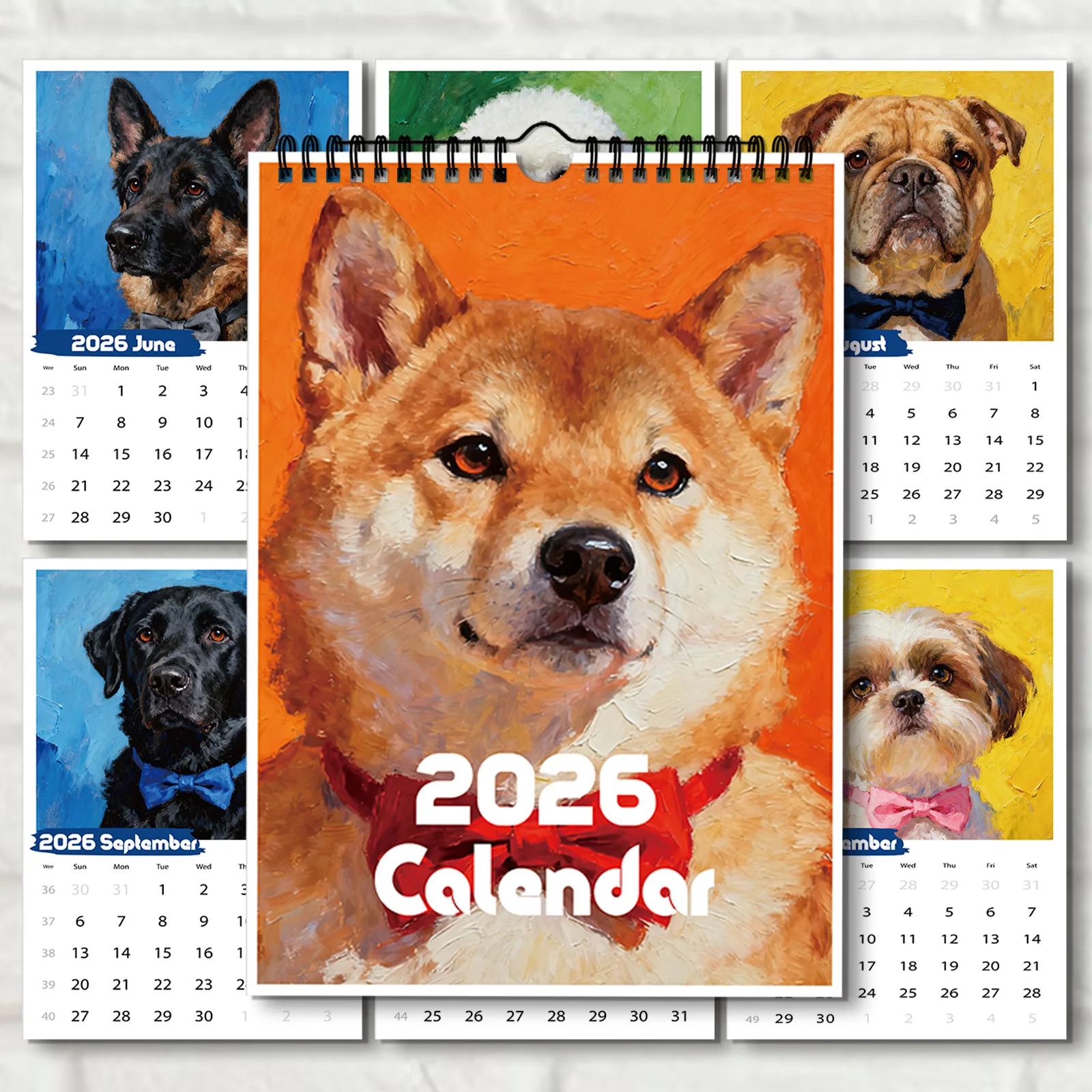 

1PC 2026 Monthly Wall Calendar, A4 Size,Perfect Gift For Dog Lovers,Thanksgiving, Halloween, Christmas, New Year Gift