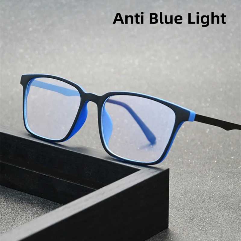 Retro Ultra Licht Gummi Titan TR-90 Quadratischen Brillen Rahmen Männer Frauen Anti Blau Licht Anti Strahlung Computer Büro Gläser