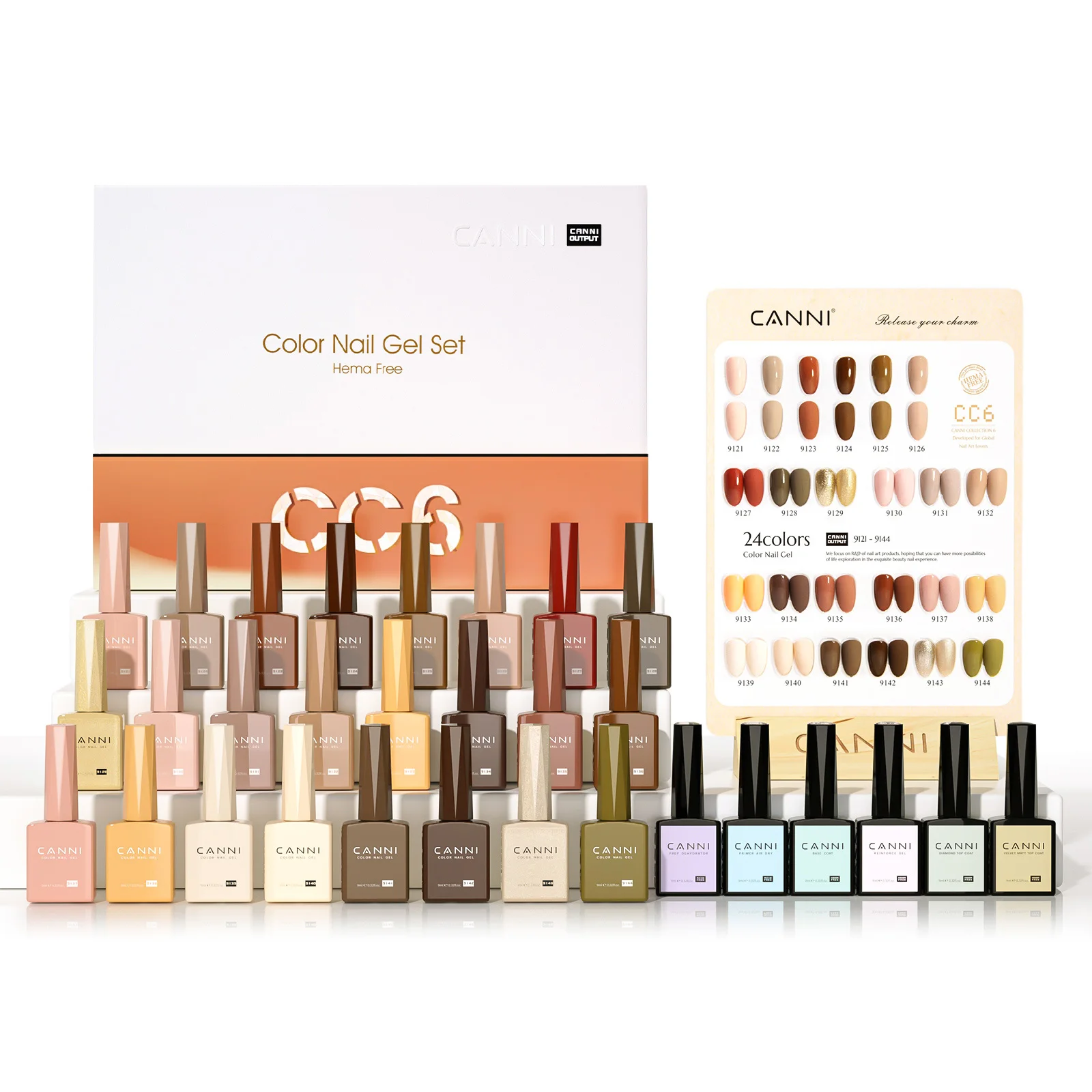 CANNI TPO/HEMA FREE Gel-Nagellack-Set, 24 Farben, 9 ml, nacktes Braun, BaseTop, UV-LED, Soak Off Gel-Nagelkunst-Set, Maniküre, DIY, Salon – Detail 14