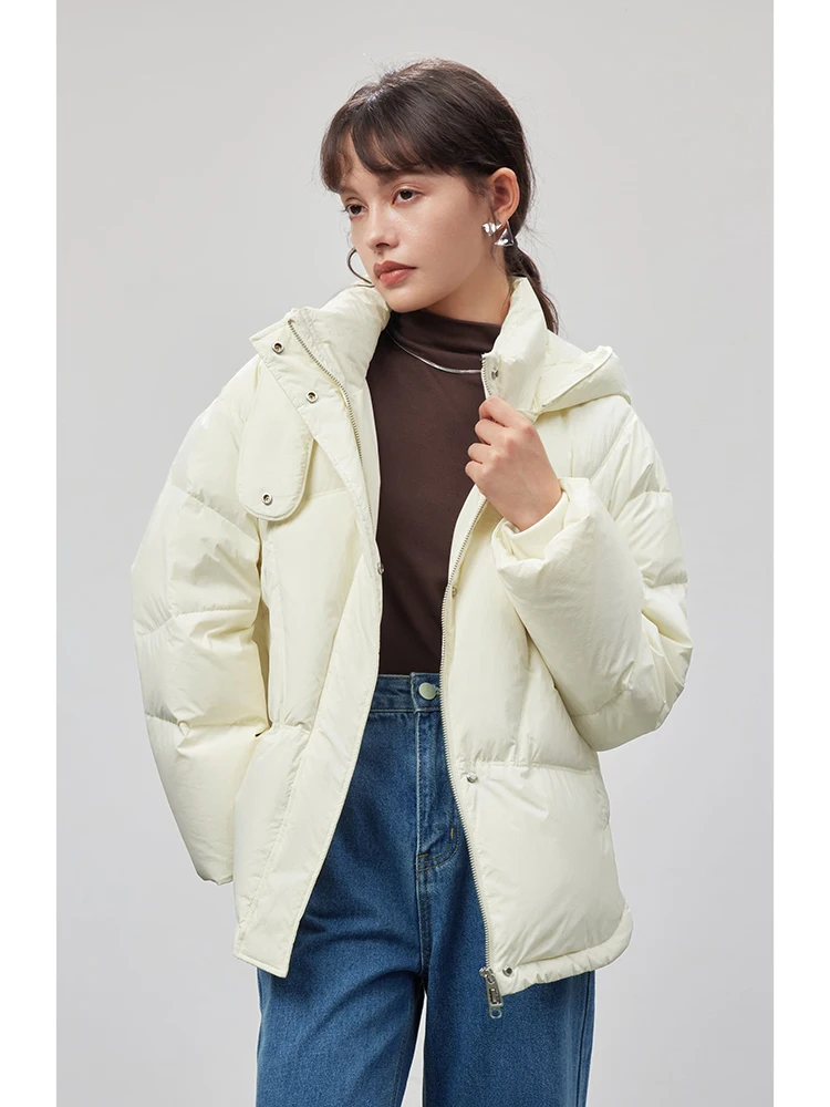 ZIQIAO 105-120G Filling Capacity 90% White Duck Down Stand-up collar Short Down Jacket Women Winter 2022 Lightweight Warm Coats