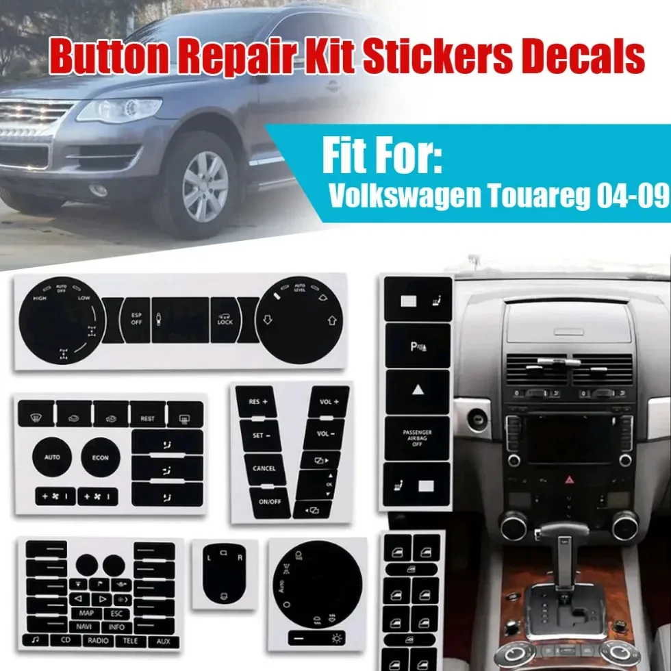 

8pcs Car Dashboard Decoration Decal Instrument Button Sticker Car Panel Sticker Auto Accessories for Volkswagen Touareg 04-09