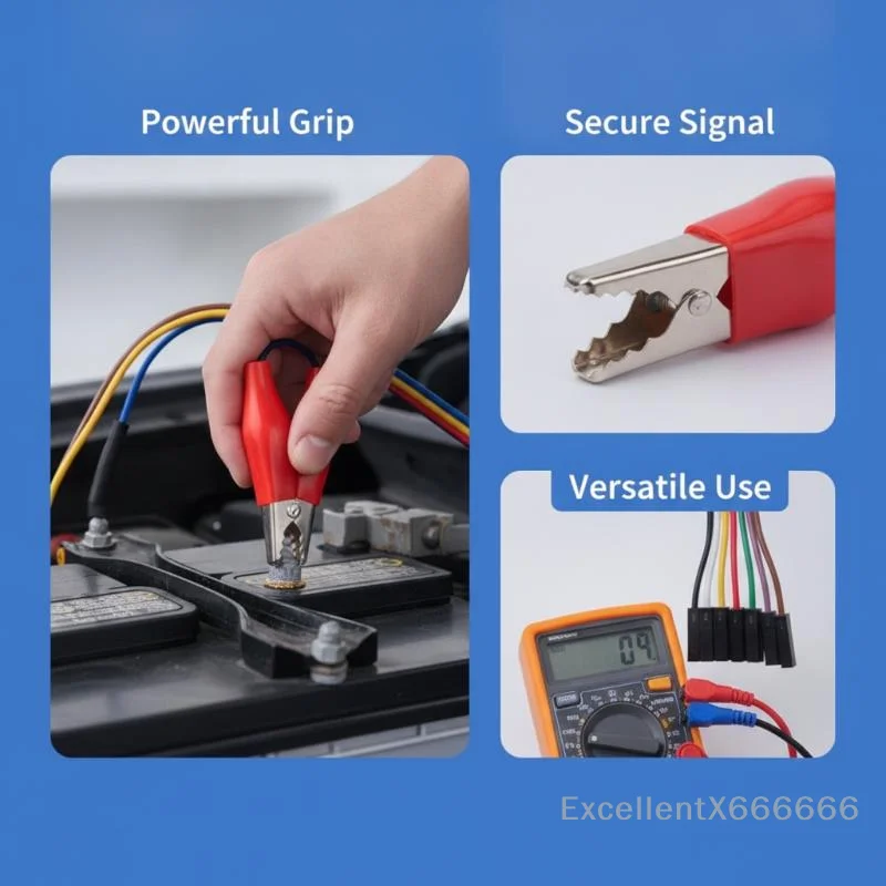 10-Pin Male/Female to Alligator Clip Test Cable 22AWG Low Loss Insulated Lead for Student Physics Lab Experiment