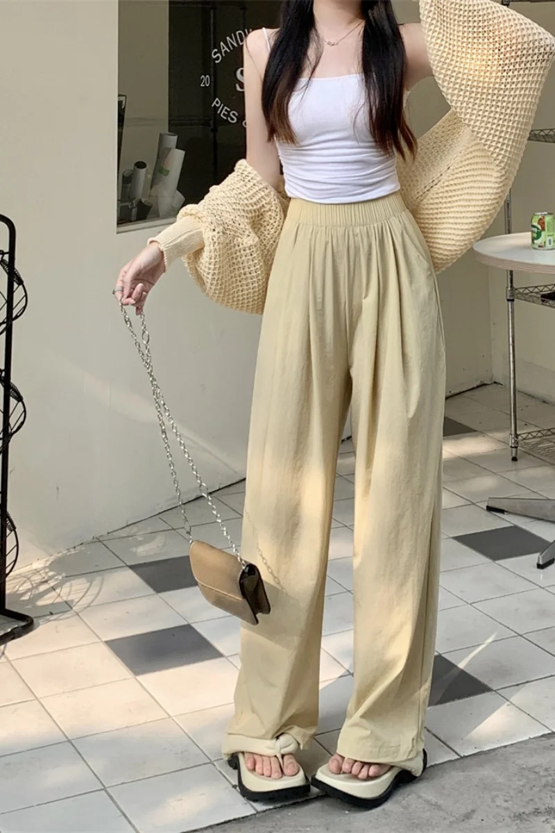 Loose Suit Pants For Women In Summer Shake Pants Casual Pants Drape High Waist Straight Wide Leg Pants