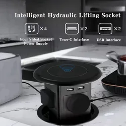 Intelligent Hydraulic Lifting Socket Automatic Pop-Up with Universal/US/UK/TL,Four Sided Socket Power Supply Hidden Installation