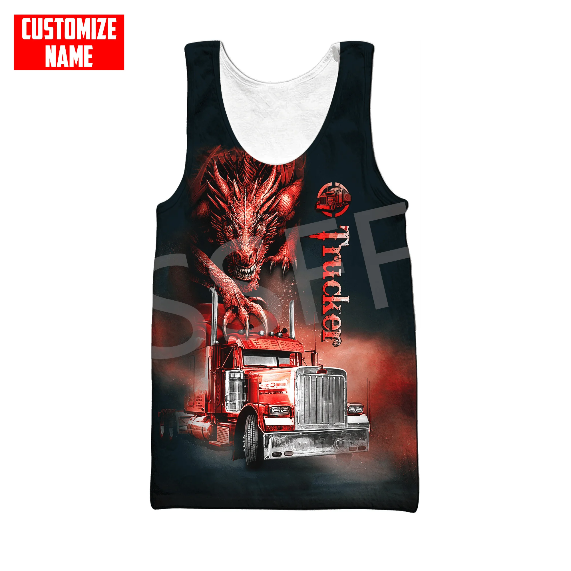 Nome personalizado Truck Operator Tatuagem Vest, Camionista Trabalhador Motorista 3DPrint, Verão Sem Mangas Streetwear, Regata Casual, Harajuku X1