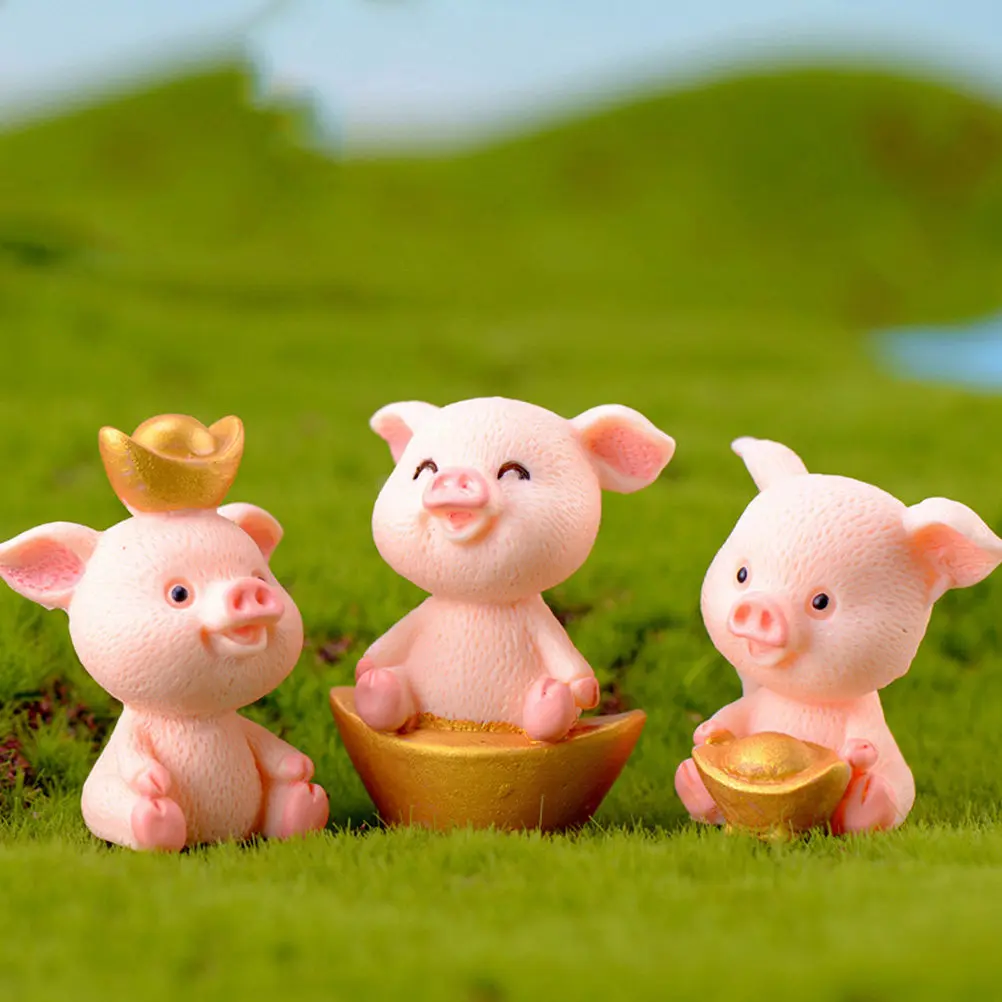 16Pcs Resin Pig Garden Ornaments for Fairy Garden Decor Micro Landscape Decoration Mini Bonsai Flowerpot Home Decor Resin Art
