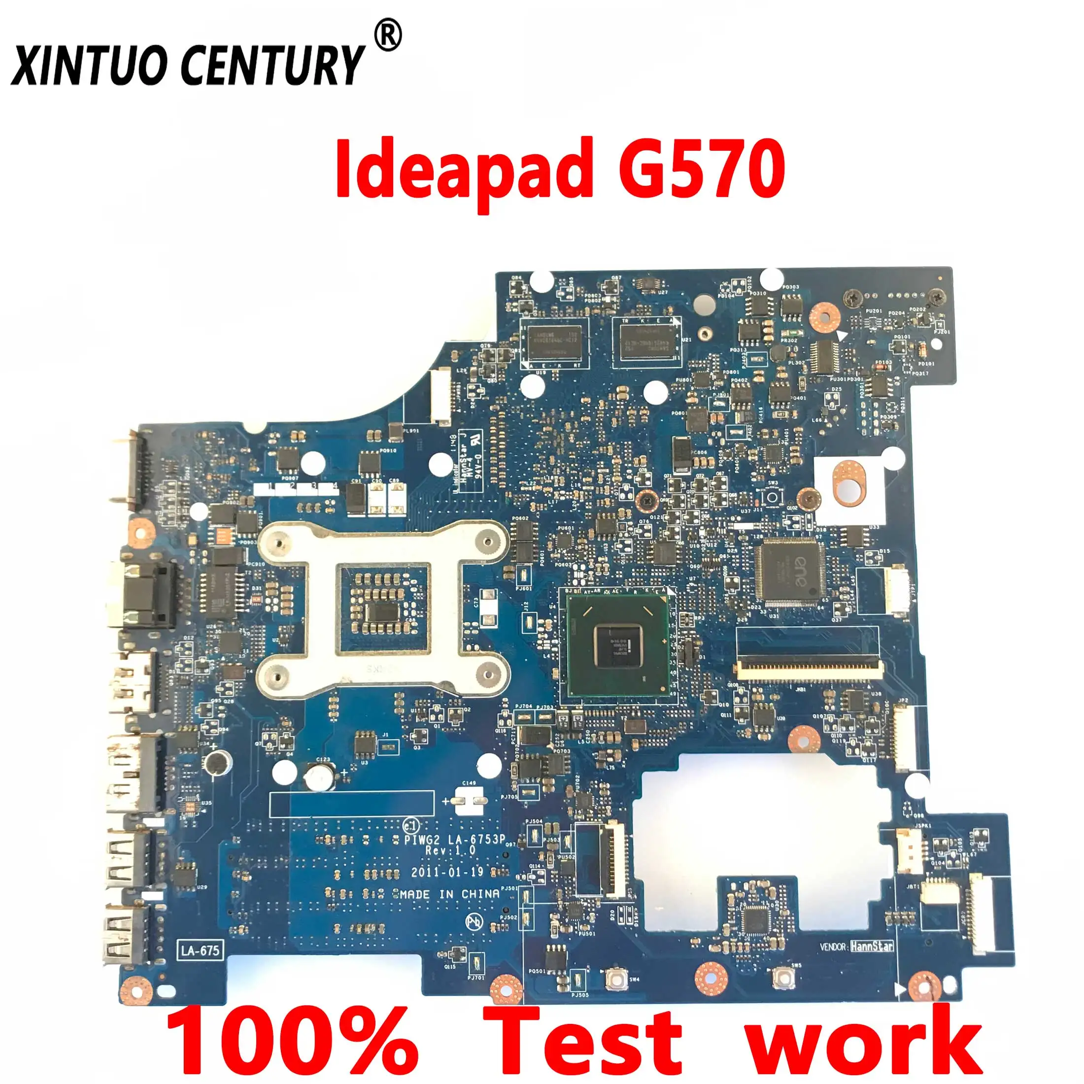 For Lenovo Ideapad G570 Laptop Motherboard PIWG2 LA-6753P Motherboard HM65 PGA989 HD6370 512M GPU DDR3 100% Test Work