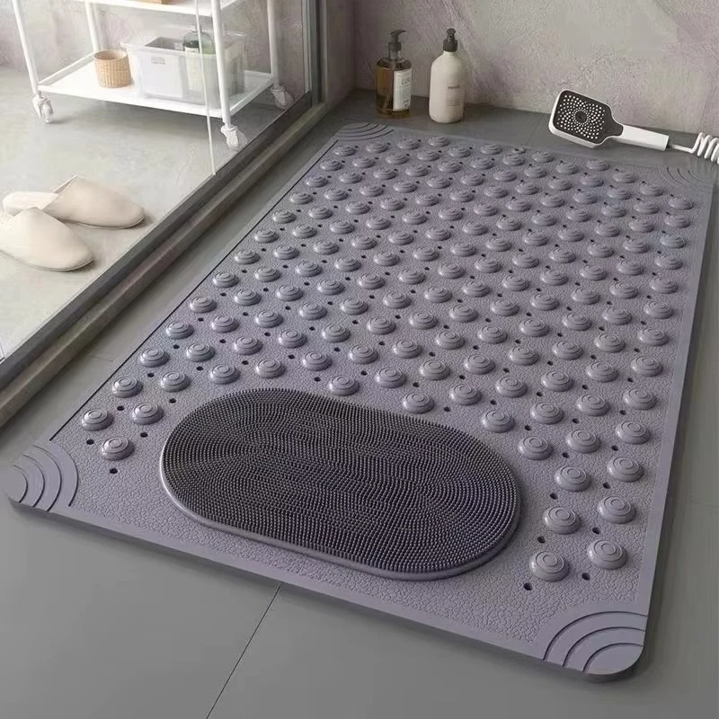Oversize Square Shower Mat  for Elderly & Kids Smooth Surfaces Machine Washable Dusty Non-Slip Mat