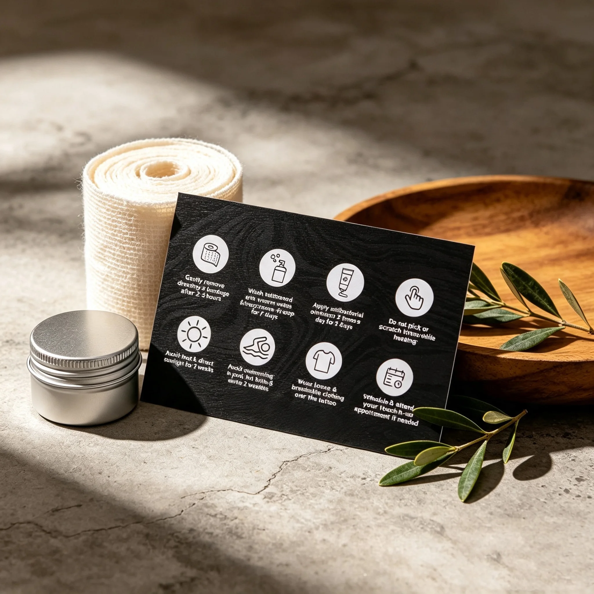 Tattoo Aftercare Instruction Cards Waterproof Coated Tattoo Healing Care Guide Cards Icon Design Permanent Makeup Aftercare