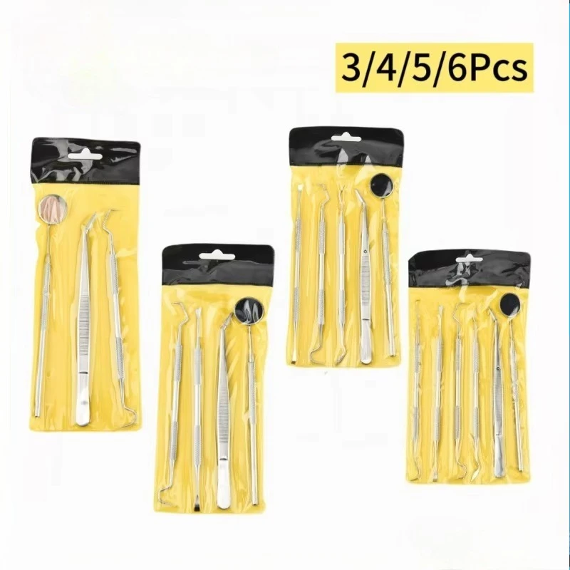 3/4/5/6PCS Professional Dental Mouth Mirror Kit Dentistry Lab Teeth Scaler Dentist Pick Tool Set Oral Care Dental Materials Kit
