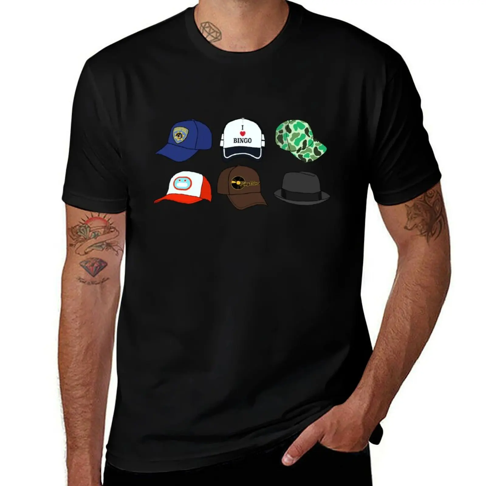 All The Hats! T-Shirt Functional Casual Short Sleeve Tee T-Shirt