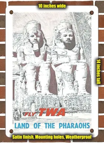 METAL SIGN - 1963 Fly World Airlines Land of the Pharaohs - 10x14 Inches