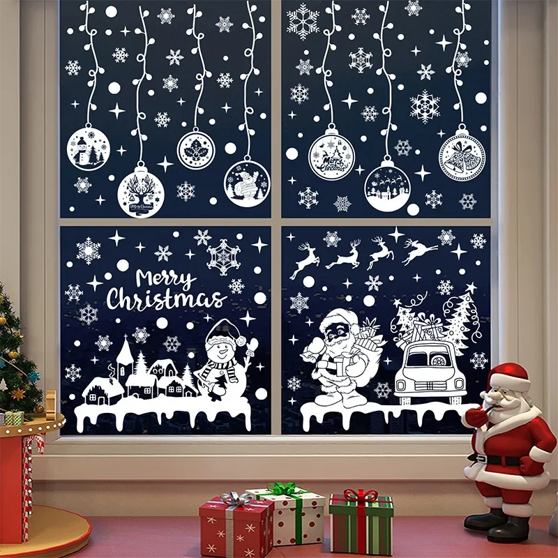 2025 Santa bells suspension bridge static window glass decoration