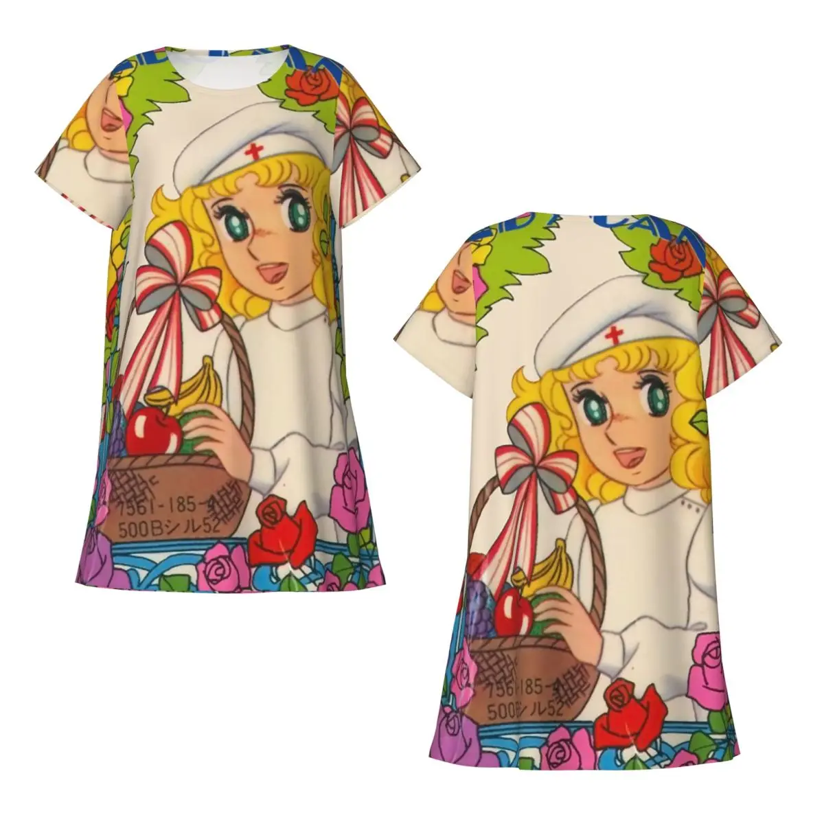 Custom Happy Candy Candy Japan Anime Short Sleeves Nightdress For Sleeping Women Short Sleeve Nightgowns Soft Pajama Dress