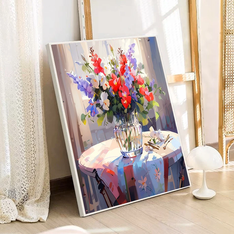 

SDOYUNO Painting By Numbers Draw Color Markers Colorful flower vase decoration Crafts Supplies Adults Modern Canvas Wall Decor