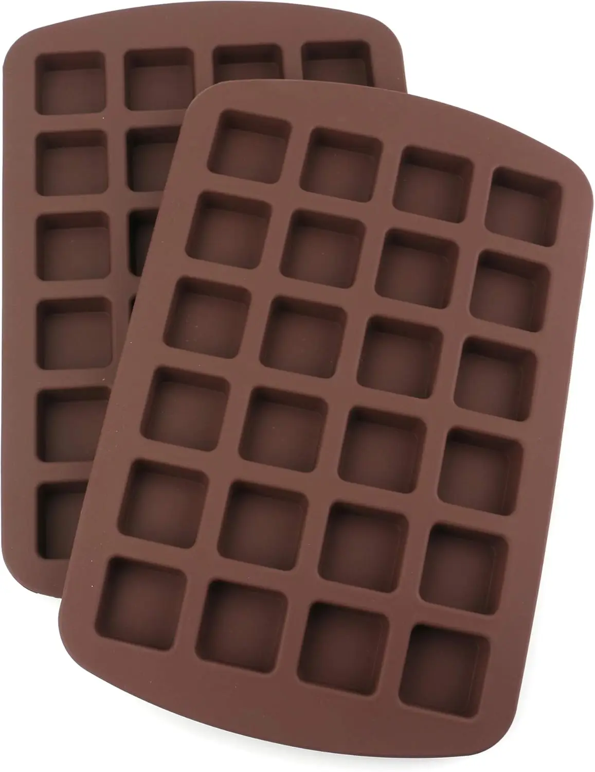 Lawei Paquete de 2 Moldes de Silicona para Brownies de 24 Cavidades - Molde de Silicona para Cubitos de Hielo, para Hacer Cubos, Dulces, Trufas de Chocolate, Gelatina