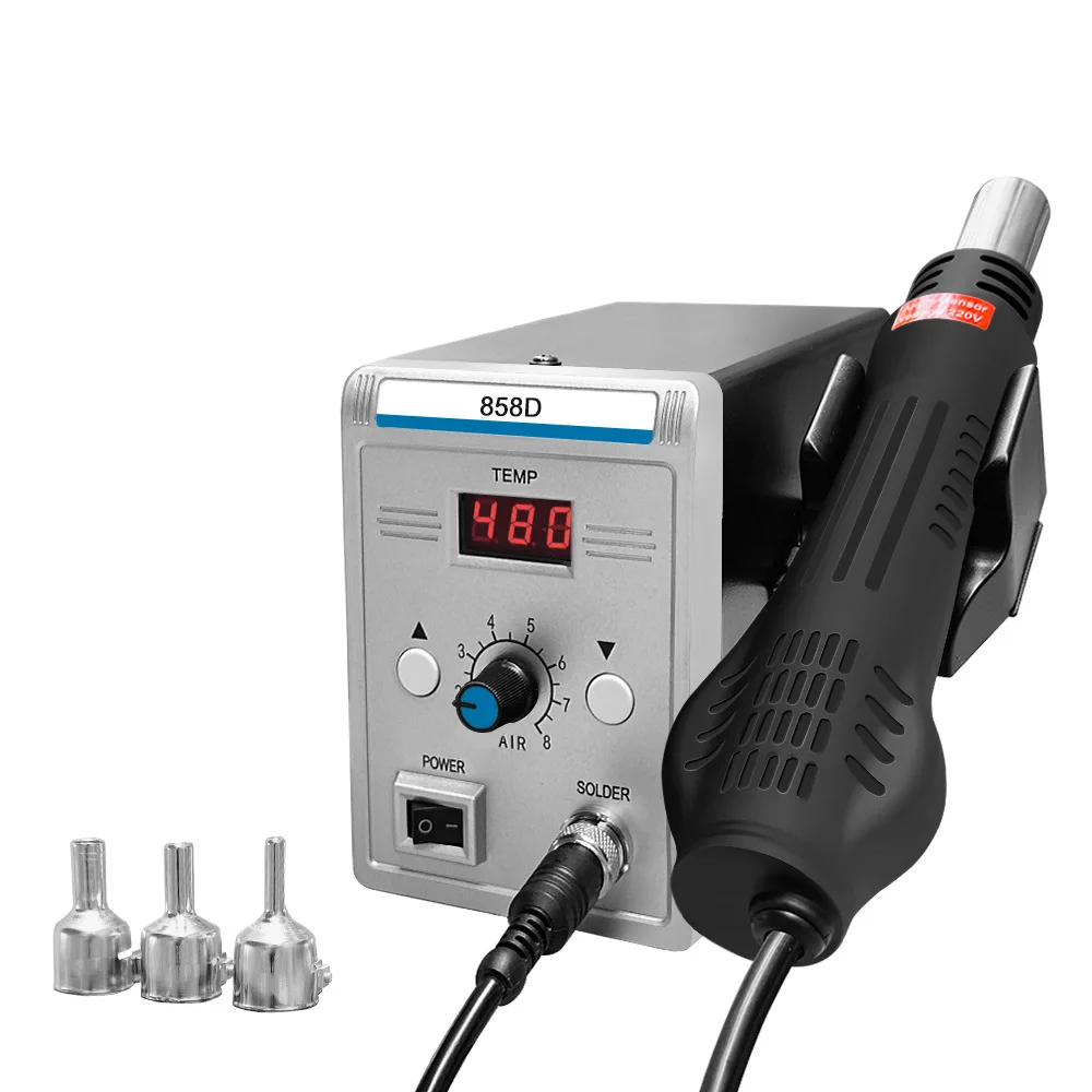 858D Adjustable Temperature Desoldering Station Rework Soldering Station Hot Air Gun Nozzle Baking Gun Soldering Repair Tools