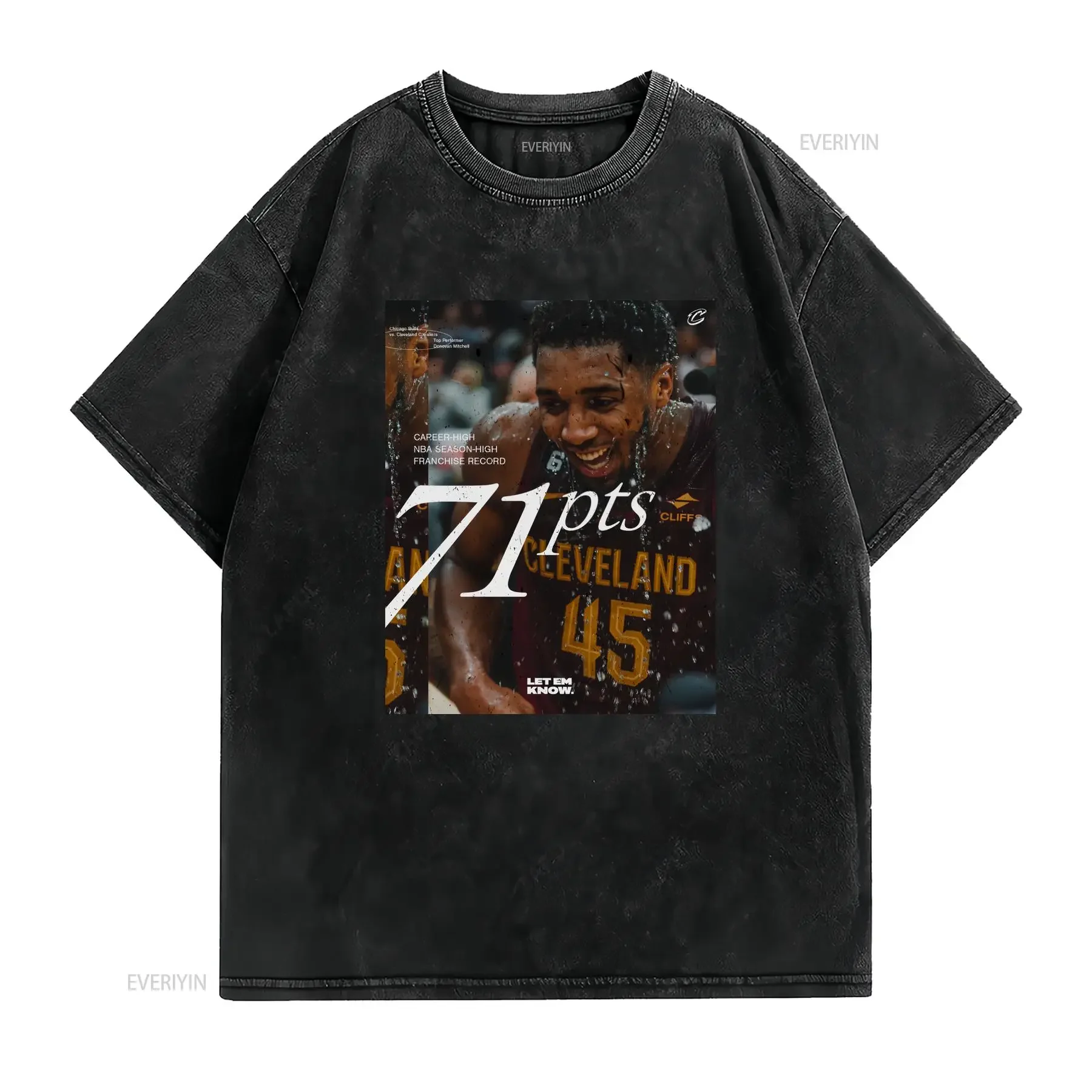 Donovan Spida Mitchell 71 Points Distressed T Shirt vintage Washed Breathable Top For Everyday Wear designer clothes fashion