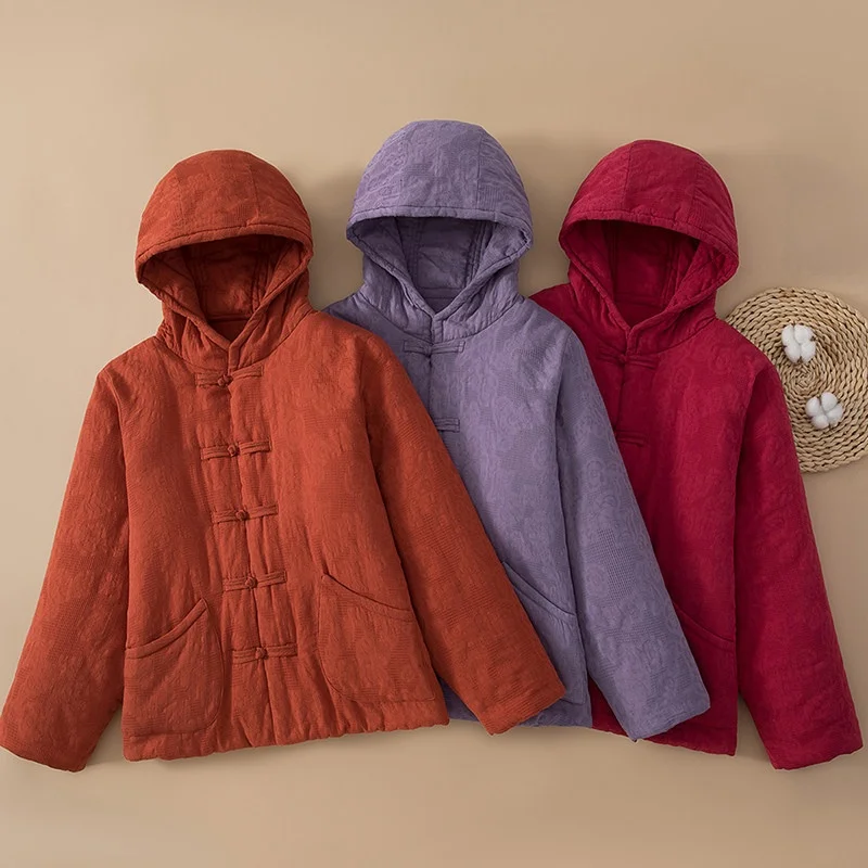 

Women's Pure Cotton Quilted Jacket, New Chinese Style Winter Coat Warm Padded Outerwear W2345