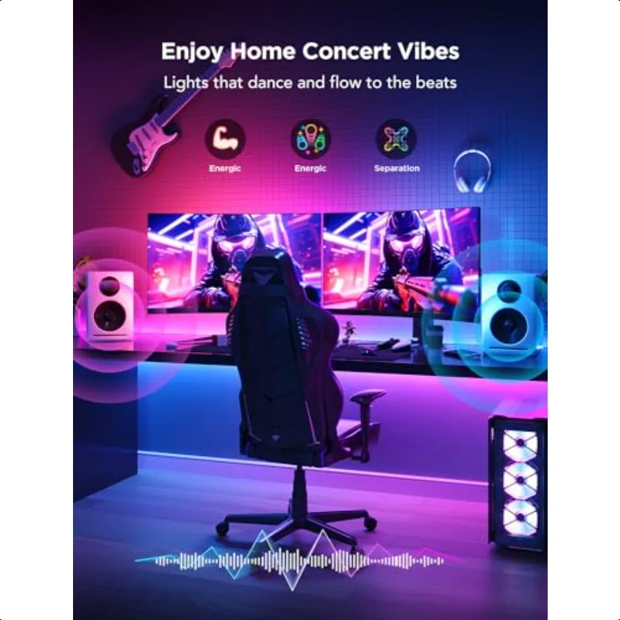 TV LED Backlight Strip RGBIC Smart LED Backlight for 4050inch TVs Music Sync WiFi Bluetooth App Control Works with Alexa Google