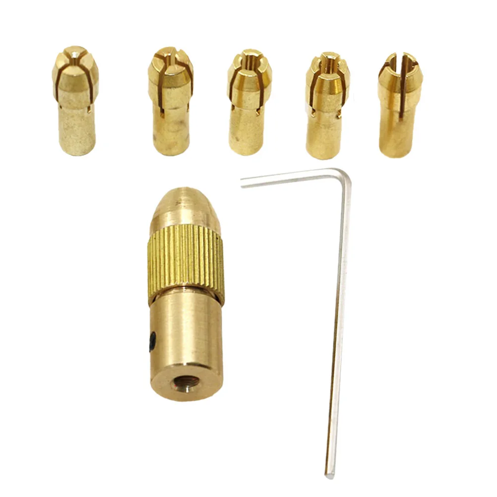 

7Pcs Micro Electric Drill Clamp Brass Collets Set Self-Tightening Rotary Tool Clips for Wood ABS Board Punching High Quality