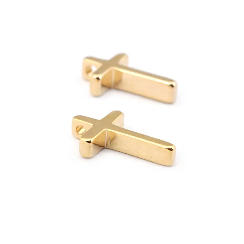 20PCS 13x8MM 18K Gold Color Brass Small Cross Charms Pendants Jewelry Necklaces Making Supplies Diy Findings Accessories