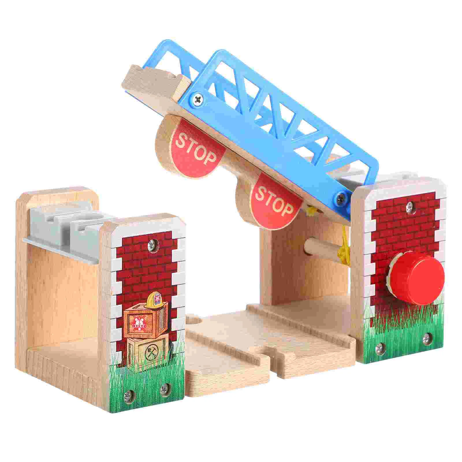 Washable Train Track Accessories Child Toy Locomotive Railway Wood Suspension Bridge Lift