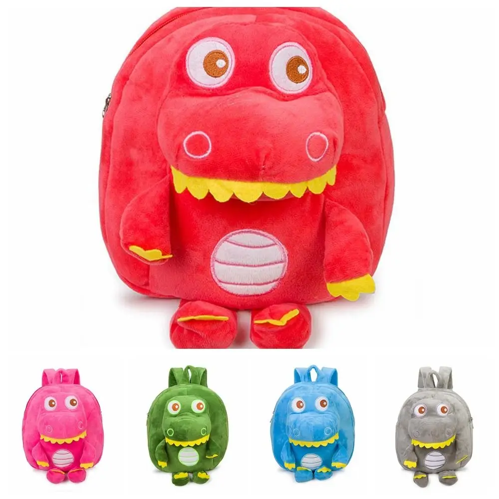 Sac à dos en peluche rempli de dinosaure Kawaii pour enfants, grande capacité, sac à beurre en peluche, sangles réglables souples, sac d'école de dessin animé pour filles