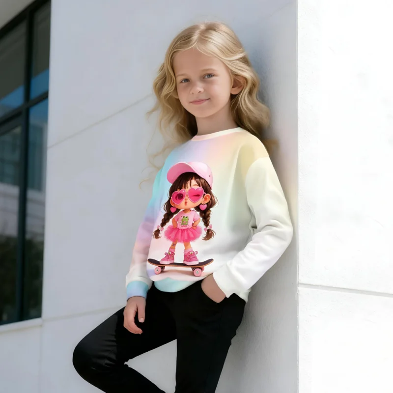سويت شيرت للأطفال متدرج نابض بالحياة لعام 2025 مع طباعة كرتونية لطيفة #3
