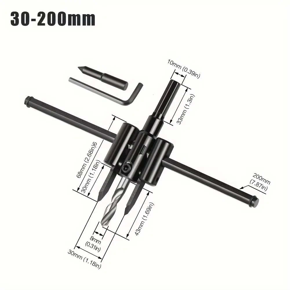 1PC 30/40-120/200/300mm Adjustable Hole Opener Circle Hole Cutter Circle Hole Saw Aircraft Type Wood Drill Bit DIY Tool