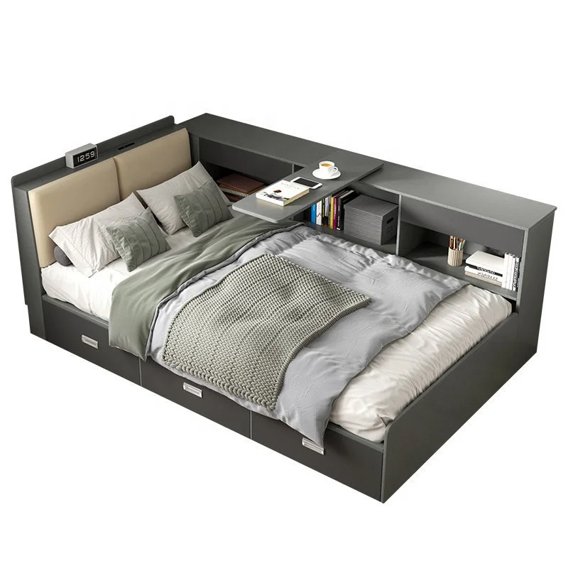 Queen bed Children's bed 120X200 with storage area Foldable modern wooden