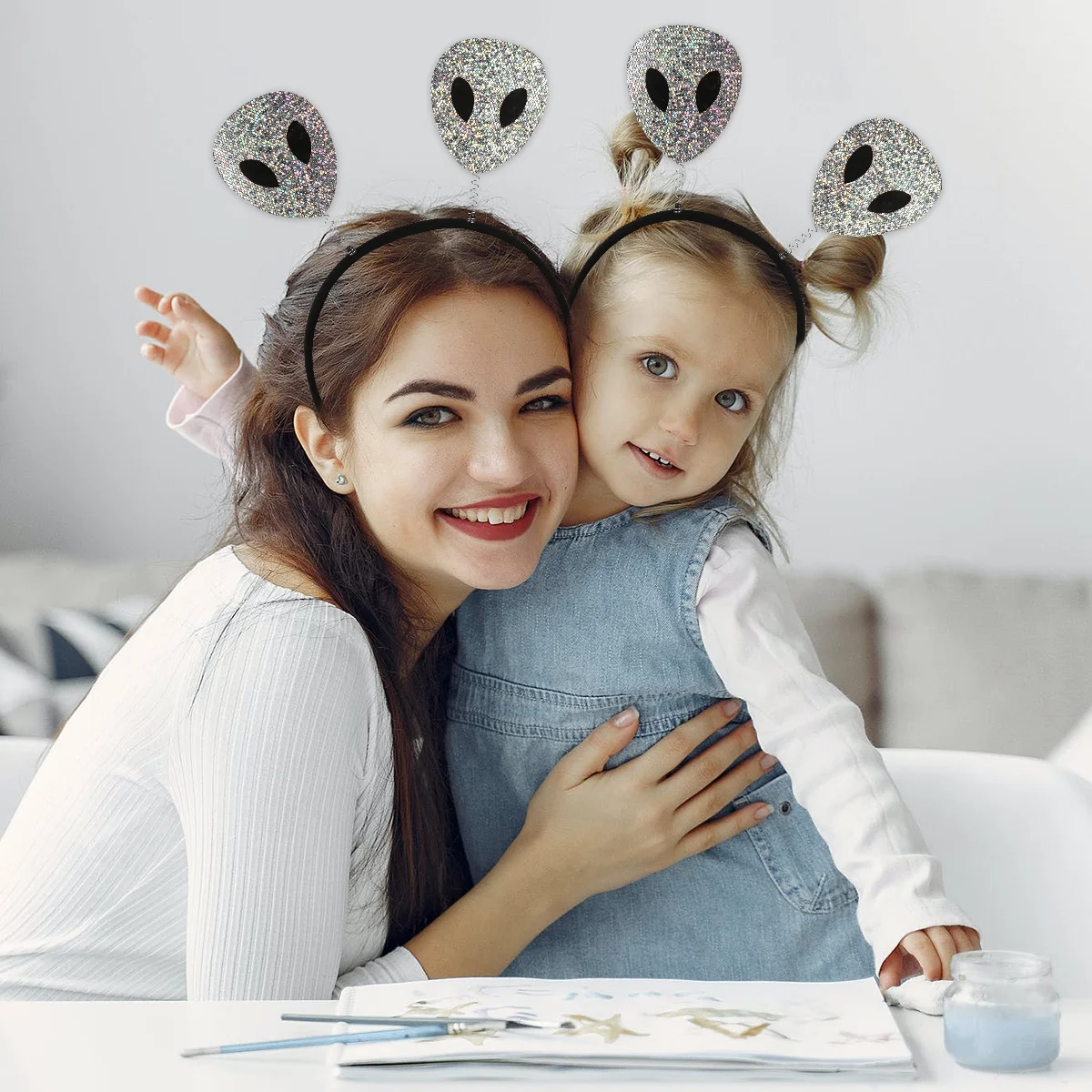 

7pcs Headwear For Halloween Party Flower Design Sequin Headband Cosplay Hair Hoop Festival Accessories Adults