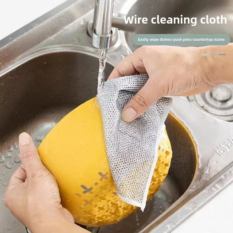 

10Pcs Wire Cleaning Cloth Mesh Rag Is Not Easy To Stain with Oil, Brush Pots and Bowls, Stove Kitchen Replacement Steel Ball Rag