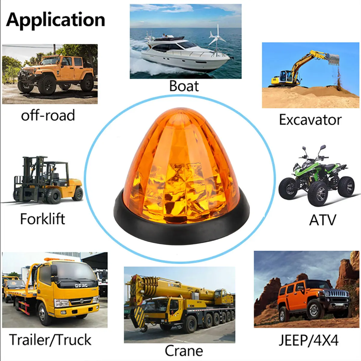 24V Truck Led Roof Marker Lights Signal Light Cab Marker Conical Roof Warning Lamp Kit For Trailer Heavy Truck Excavator Accesso