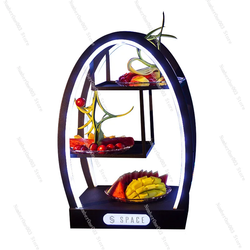 

Bar Light-Up Fruit Tray Refrigerated Bar Stainless Steel Compartment Double Layer Four-Compartment Fruit Snack Reception