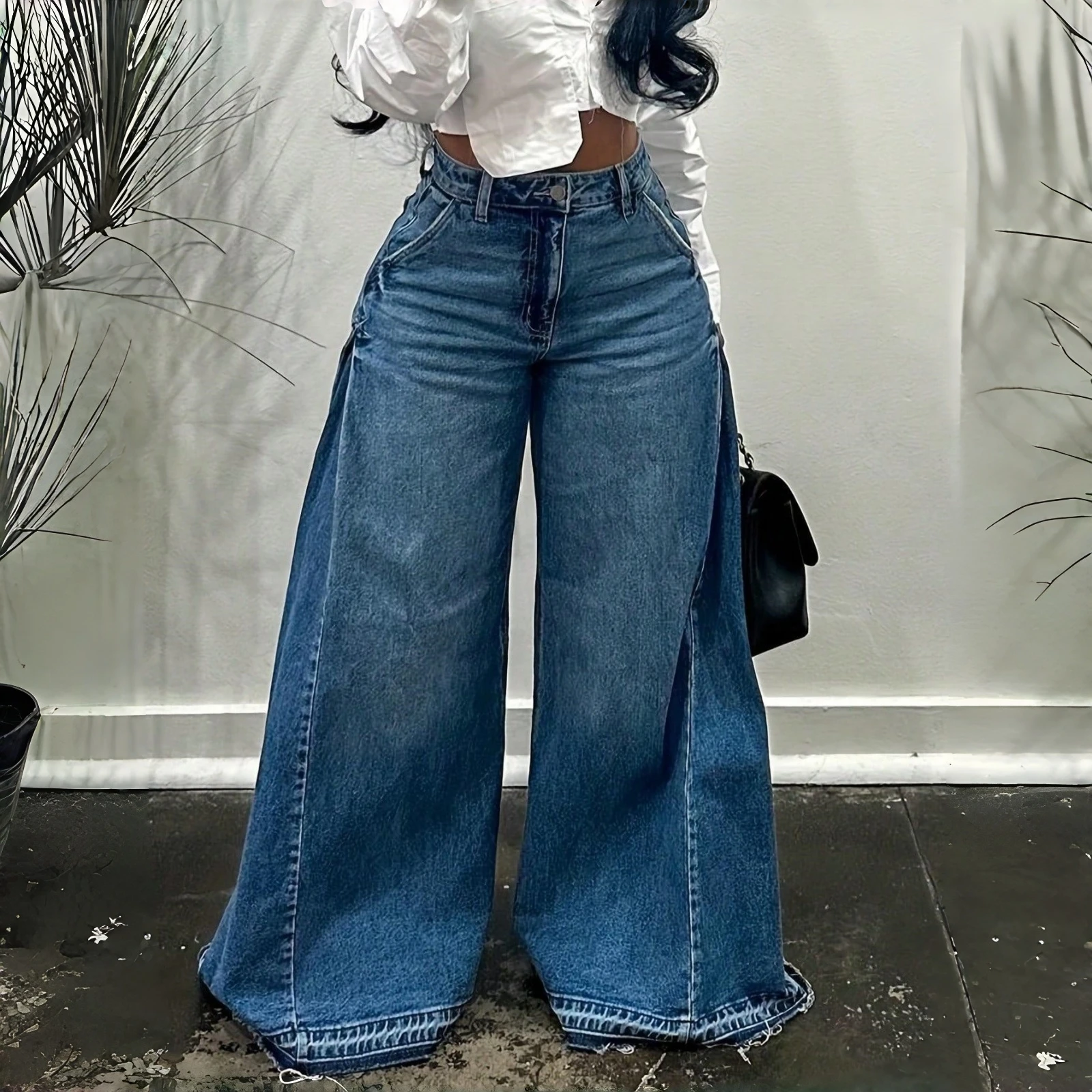 Women New Wide Leg Side Pleated Pants Cross Border Hot Selling Trousers