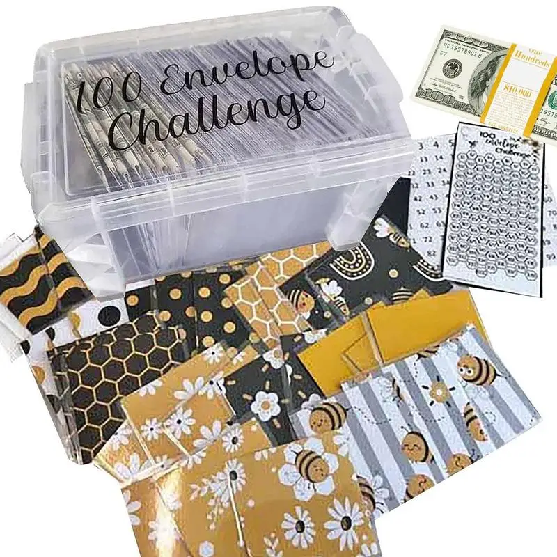 

Envelopes Storage Box 100 Money Saving Envelopes Money Organizer For Cash Money Challenge Gift Box For Cash Bills Receipts