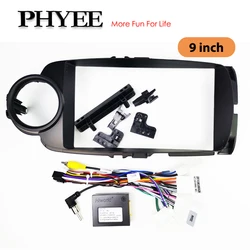 Wiring Harness Adapter CAN Bus Decoder Dashboard Panel Frame for Toyota Yaris 2016 to 2018, for 2 DIN 9