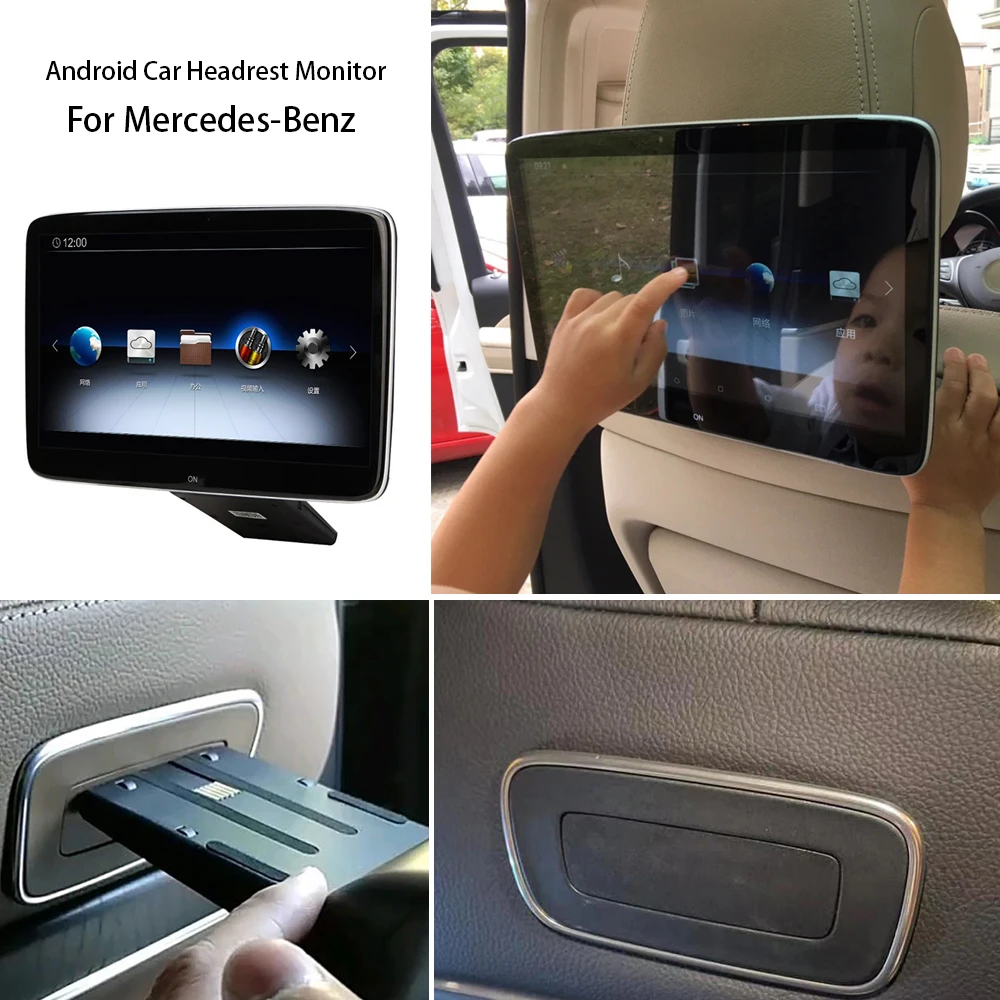 11.6 Inch Android Car Headrest Monitor for Mercedes-Benz GLE450 2020 Back Seat Support WiFi 4K Touch Screen Video Hidden Bracket