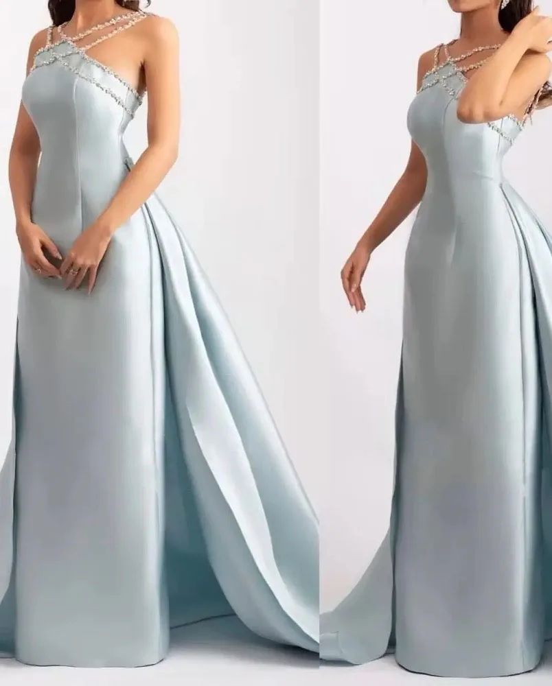 

Индивидуальные платья для выпускного вечера без рукавов с лямкой на шее, банкетные вечерние платья с открытой спиной для вечеринок, коктейльные вечерние платья