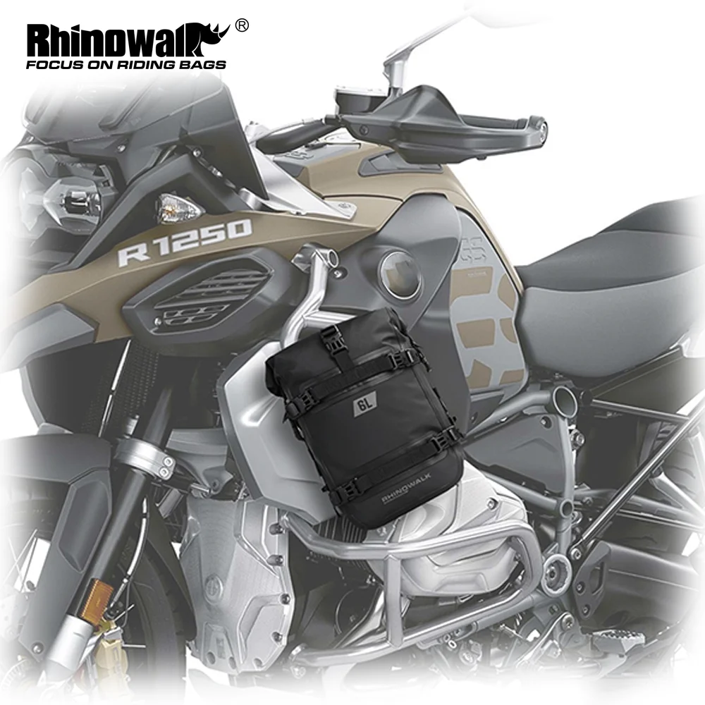 Rhinowalk Motorcycle Bumper Bag Tank Bag 100%Waterproof 6L Motorbike Side Seat Pack Tail Sadddle Bag Portable Travel Luggage