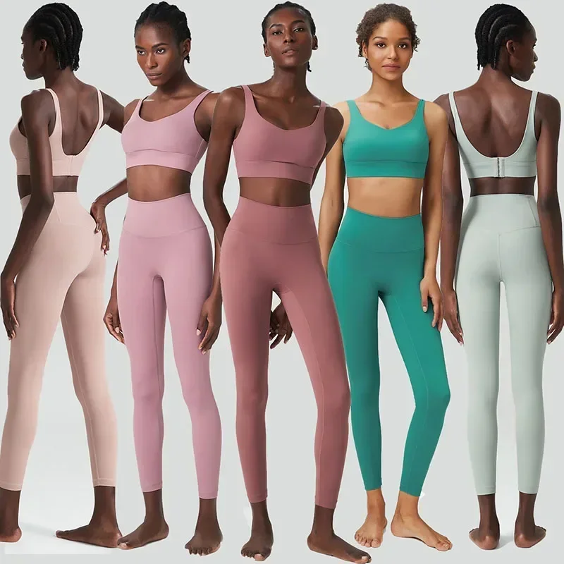 Conjunto de sutiã esportivo yoga de 2 peças para mulheres, grandes esportes e roupas fitness