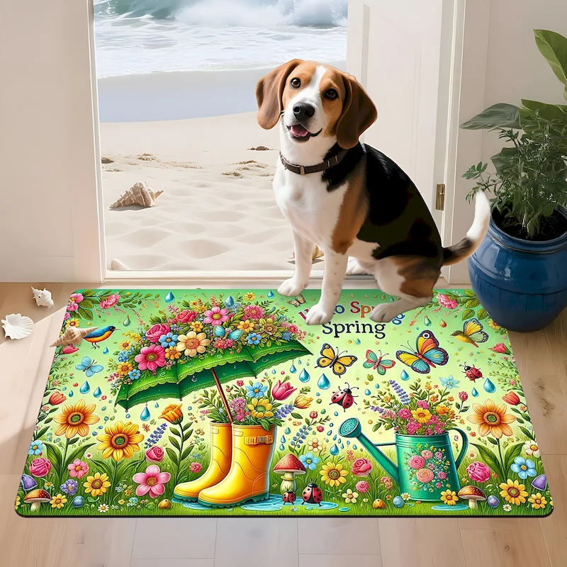 VIKAMA Bohemian Printed Carpet Entrance Anti Slip And Absorbent Floor Mat, Bedroom Soft Carpet, Home Decoration