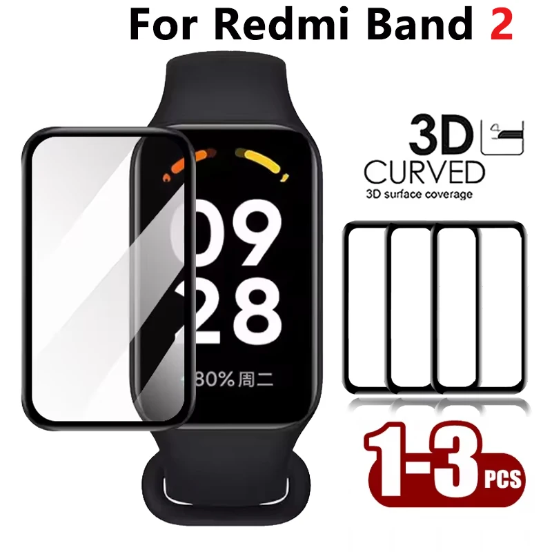 1-3pcs 3D Composite Film For Redmi Band 2 SmartWatch Screen Protector Soft TPU Watch Films For Xiaomi Redmi Band 2 Accessories