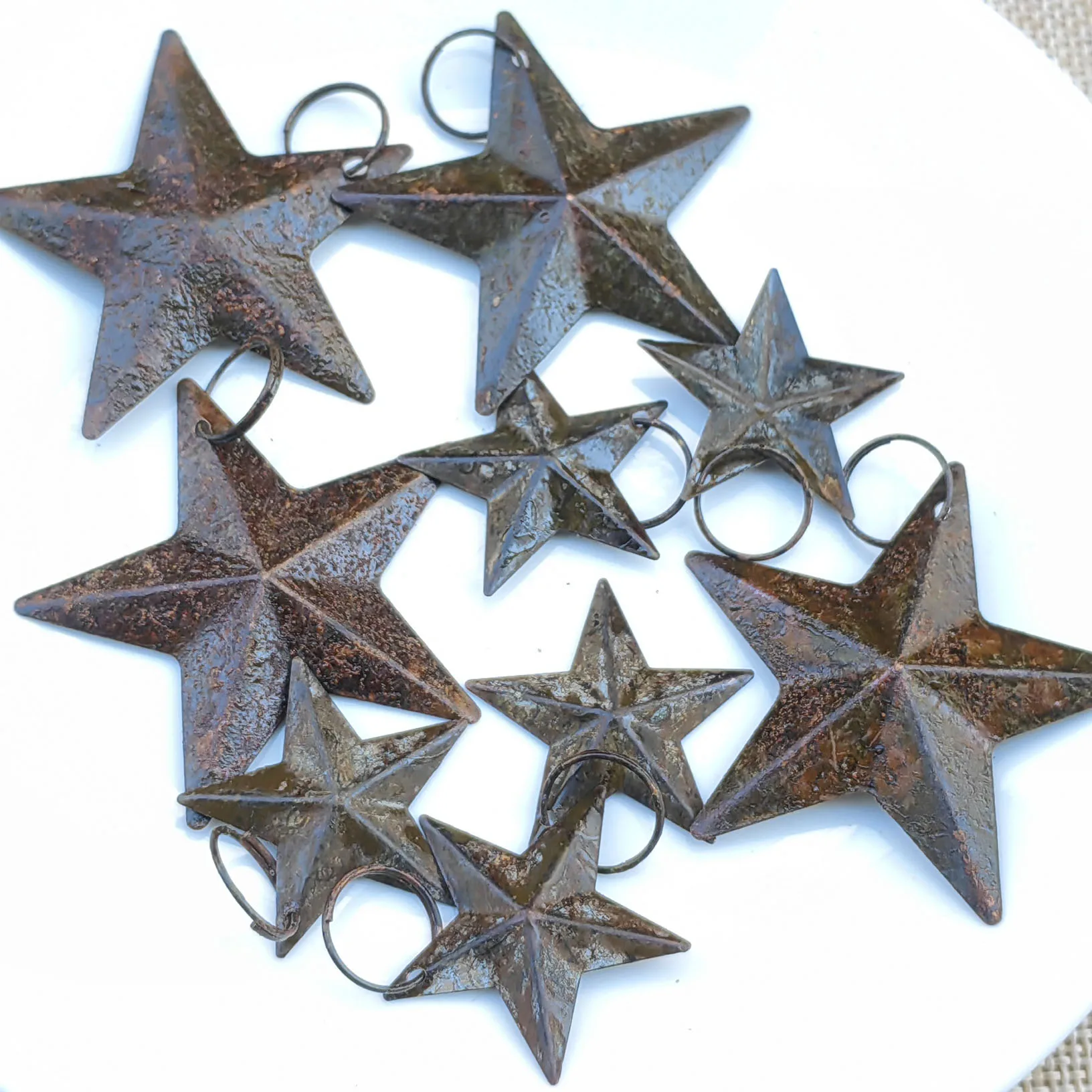 60PCS 3/5cm Rusty Stars for Crafts Rustic Metal Barn Star Vintage Star Antique Primitives Star Ornaments for Festival